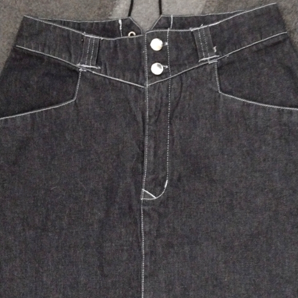 NWOT ROUGHWEAR BLUES Black Wash Denim Pencil Skirt with Lace Up Back Detail!! - Picture 3 of 6